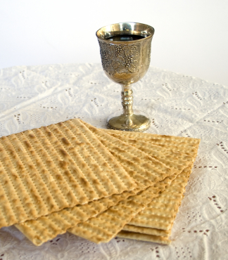 Passover matzah and Kiddush Cup