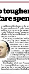 'Labour to Toughen Stance Over Welfare Spending' i paper report Friday 24th May 2013