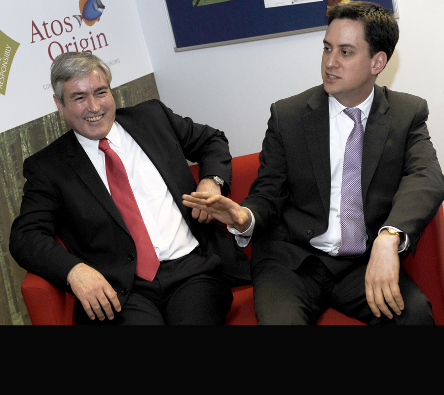 Miliband and Iain Grey at ATOS Scotland HQ in Livingstone Friday 21st January 2011
