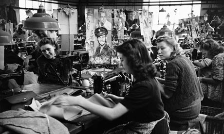 A Leicester clothing factory in 1948. 'As wages bear less and less relation to the cost of living, it seems as good a time as any to ask if the underlying fantasy is that employers will one day be able to pay their workers nothing at all.' Photograph: Kurt Hutton/ Hulton-Deutsch Collection/CORBIS