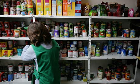 A foodbank in Salisbury, Wiltshire. Charities say there has been a huge rise in the use of such services in the last two years. Photograph: Martin Godwin for the Guardian