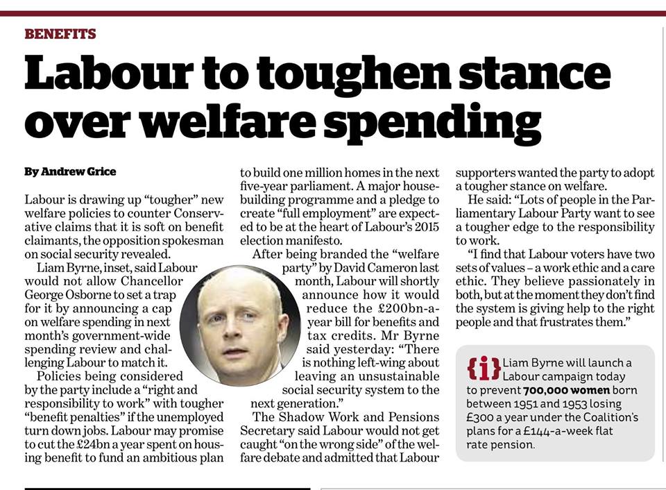 Labour to Toughen Stance Over Welfare Spending