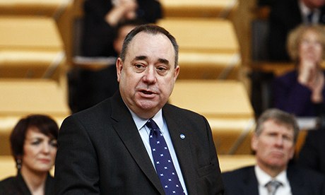 Alex Salmond introduces the referendum bill in a statement to the Scottish parliament in March. Photograph: Andrew Cowan/Scottish Parliament