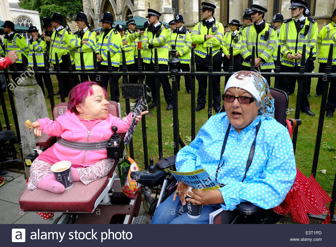 Disabled People Against Cuts Occupation of Westminster Abbey grounds as part of the Save The Independent Living Fund campaign. ILF was scrapped by the Tory regime in England but saved by the Scottish Government in Scotland under devolved powers